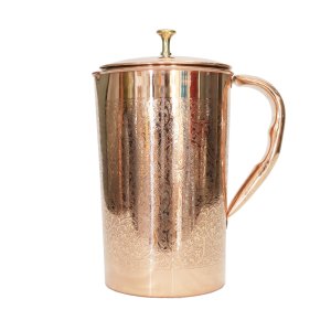 Exquisite Designed elite Copper Jug with plain copper 6 glasses- decoration purpose, home and decore beautiful handmde object.