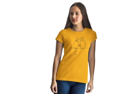 Cats - Line Art for Female - Half Sleeves T-shirt