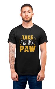 Take to the paw - printed stylish Black cotton tshirt- tshirts for men