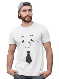 Open Mouth with a Tie Emoji T-shirt (White) - Clothes for Emoji Lovers - Suitable for Fun Events - Foremost Gifting Material for Your Friends and Close Ones