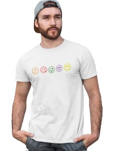 Five Colour Shaded Shapes Emojis T-shirt (White) - Clothes for Emoji Lovers -Foremost Gifting Material for Your Friends and Close Ones