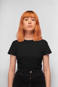 Female black colour solid tee