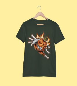 Evil hot pumkin -round crew neck cotton tshirts for men