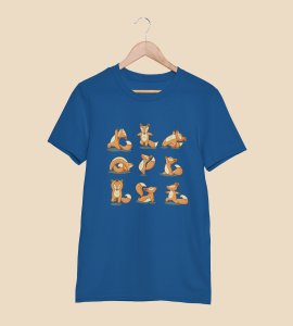 Baby fox doing yoga -printed round crew neck cotton tshirts for men