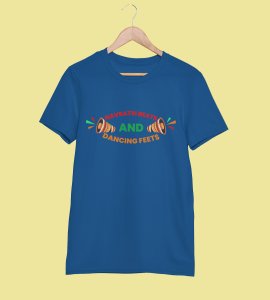 Navratri beats printed unisex adults round neck cotton half-sleeve blue tshirt specially for Navratri festival/ Durga puja