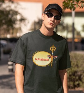 Ram and Ravan printed unisex adults round neck cotton half-sleeve green tshirt specially for Navratri festival/ Durga puja