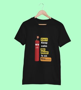 Laxmi cracker printed diwali themed unisex round neck blended black t-shirt specially for diwali festival