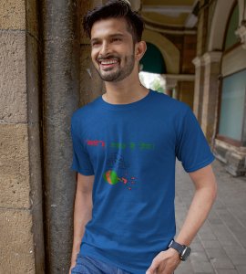 Diwali hai, awaz toh hoga printed diwali themed unisex round neck blended blue t-shirt specially for diwali festival