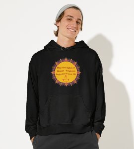 Rangoli mandala art (diya) printed diwali themed black Hoodie specially for diwali festival