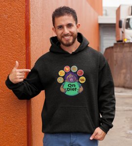 Animated fatty boy printed diwali themed black Hoodie specially for diwali festival