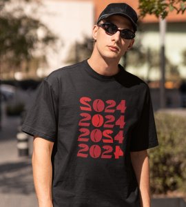 2024 Has Come Black Men Printed T-shirt For Mens Boys