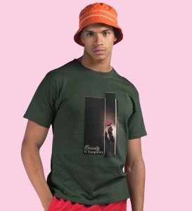 Mirage, City Lights: Green Front Printed Round Neck Tee - A Fashion Essential for Men