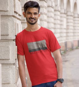 Forsaken, Artistry in Motion: Red Trendy Front Printed Round Neck Tee for Men