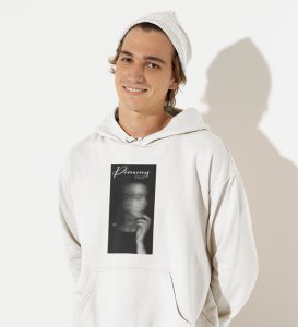 Hazardous Mind,White Express Yourself: Trendy Front Printed Round Neck Hoodie - Men's Edition