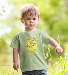 Giraffe, Boys Printed Crew Neck tshirt (olive)