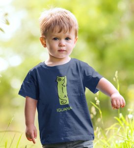 Intelligent Iguana, Boys Printed Crew Neck tshirt (Navy blue)