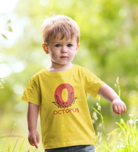 Ocean Octopus, Boys Printed Crew Neck tshirt (yellow)