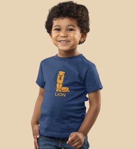 Lazy Lion, Boys Printed Crew Neck Tshirt (Navy blue)