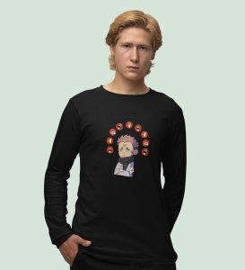 Nine Faced Itadori Cotton Black Printed Full Sleeves Tshirt For Mens and Boys