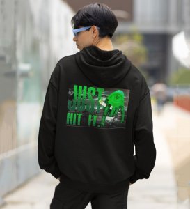 Just Hit It Wear Your Love for Green Life Black Cotton Printed Hoodie For Men