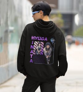 The Moon Princess and Gentle Heroine of the Hidden Leaf Printed Black Cotton Hoodie For Men