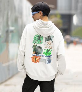 The Taijutsu Legend with a Heart of Determination Printed White Cotton Hoodie For Men