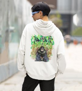 The Wood-Style Ninja with a Heart of Balance and Strength Printed White Cotton Hoodie For Men