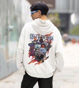 The Heartbroken Fighter with a Story of Love and Despair Printed White Cotton Hoodie For Men