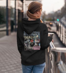 The Next Generation Ninja with a Heart Full of Ambition Printed Black Cotton Hoodie For Women