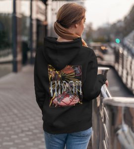 The Cursed Warrior with a Bloodthirsty Legacy Printed Black Cotton Hoodie For Women