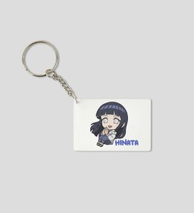 Hinata The Byakugan Beauty  Printed White Anime Keychains Pack Of 2