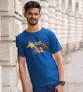 Dosti Dialogues Blue Round Neck Cotton Half Sleeved Men T Shirt with Printed Graphics