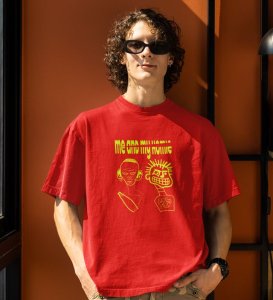 Me And My Homie Red Round Neck Cotton Half Sleeved Men T Shirt with Printed Graphics