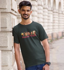 The Iconic Friendship Green Round Neck Cotton Half Sleeved Men T Shirt with Printed Graphics