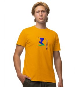 Adiyogi Yellow Round Neck Cotton Half Sleeved Men T-Shirt with Printed Graphics