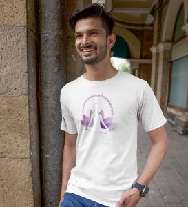 Attitude Of Gratitude White Round Neck Cotton Half Sleeved Men T-Shirt with Printed Graphics