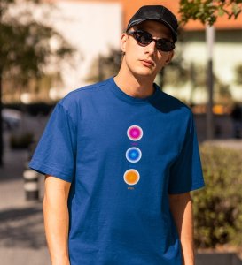 Balanced Life Blue Round Neck Cotton Half Sleeved Men T-Shirt with Printed Graphics