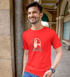 Freedom Of Mind Red Round Neck Cotton Half Sleeved Men T-Shirt with Printed Graphics