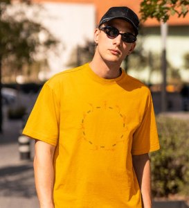 Just Breathe Yellow Round Neck Cotton Half Sleeved Men T-Shirt with Printed Graphics