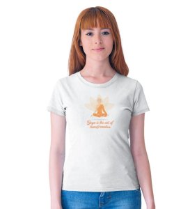 Exhale The Past White Round Neck Cotton Half Sleeved Women T-Shirt with Printed Graphics