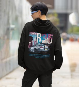 R35 Where Power Knows No Limits  HighPerformance Car Printed Black Hoodie for Men