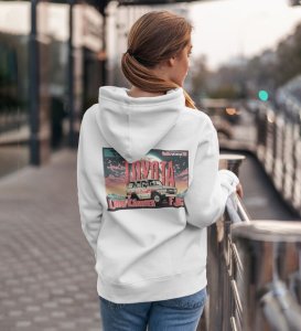 Iconic Off-Road SUV: Built for the Road Less Traveled Printed White Hoodie for Women