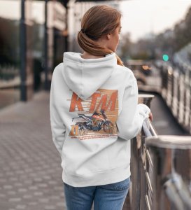 Rule the Road with Unstoppable Power Printed White Hoodie for Women