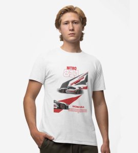 Nitro Charge : Full Throttle Ride Graphic Printed White T-Shirt